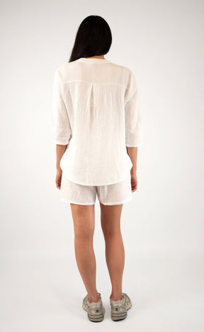 Natürliche Musselin-Bluse - Weiß