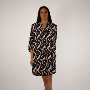 Design Kleid - Dunkelblau/Weiß