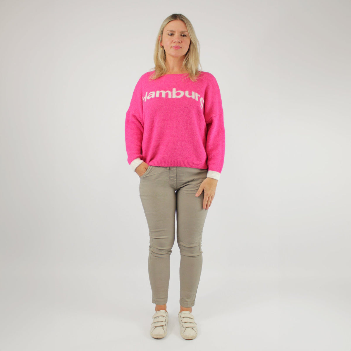 Pullover "Hamburg" Pink/Weiß