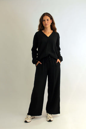 Musselin Bluse - Schwarz