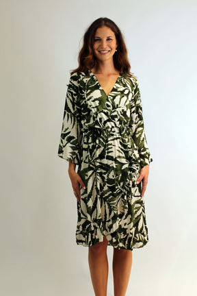 Kleid mit Print - Khaki/Weiß