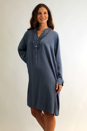 Kleid mit Rüschen - Blau
