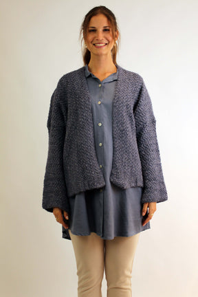 Bluse mit Knopfleiste - Blau