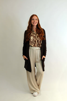 Strickjacke mit Taschen - Braun