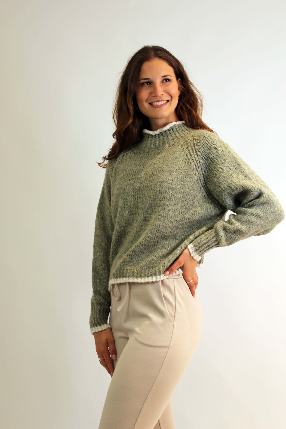 Pullover Stehkragen - Khaki
