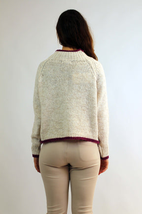 Pullover Stehkragen - Creme/Beere