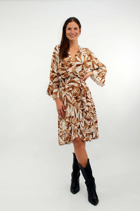 Kleid mit Print - Beige/Weiß