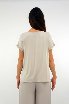 ST Selected Touch - Seiden-Shirt Beige
