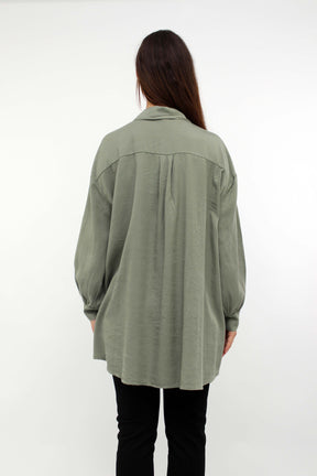 Bluse mit Knopfleiste - Khaki