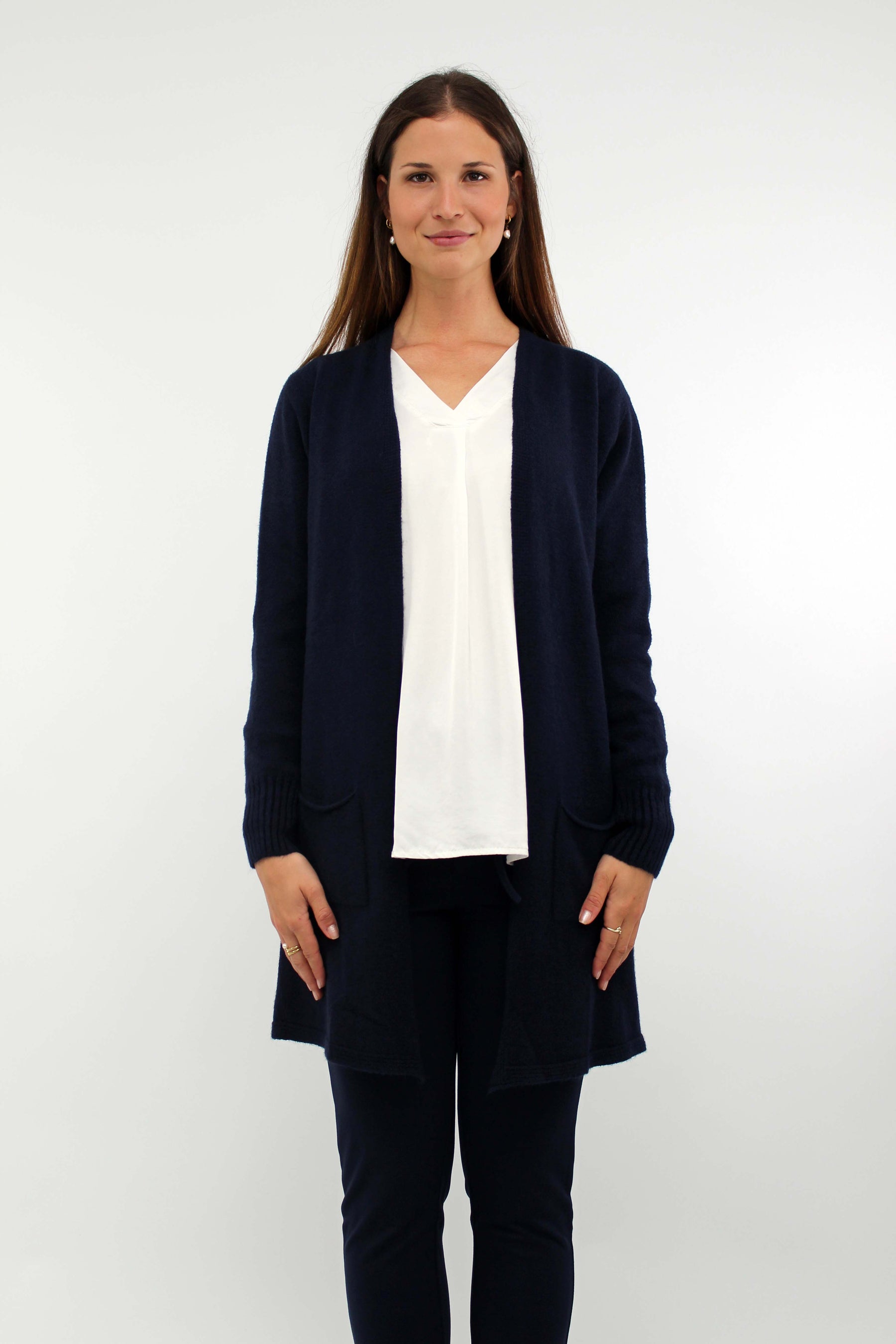 Strickjacke mit Taschen - Dunkelblau