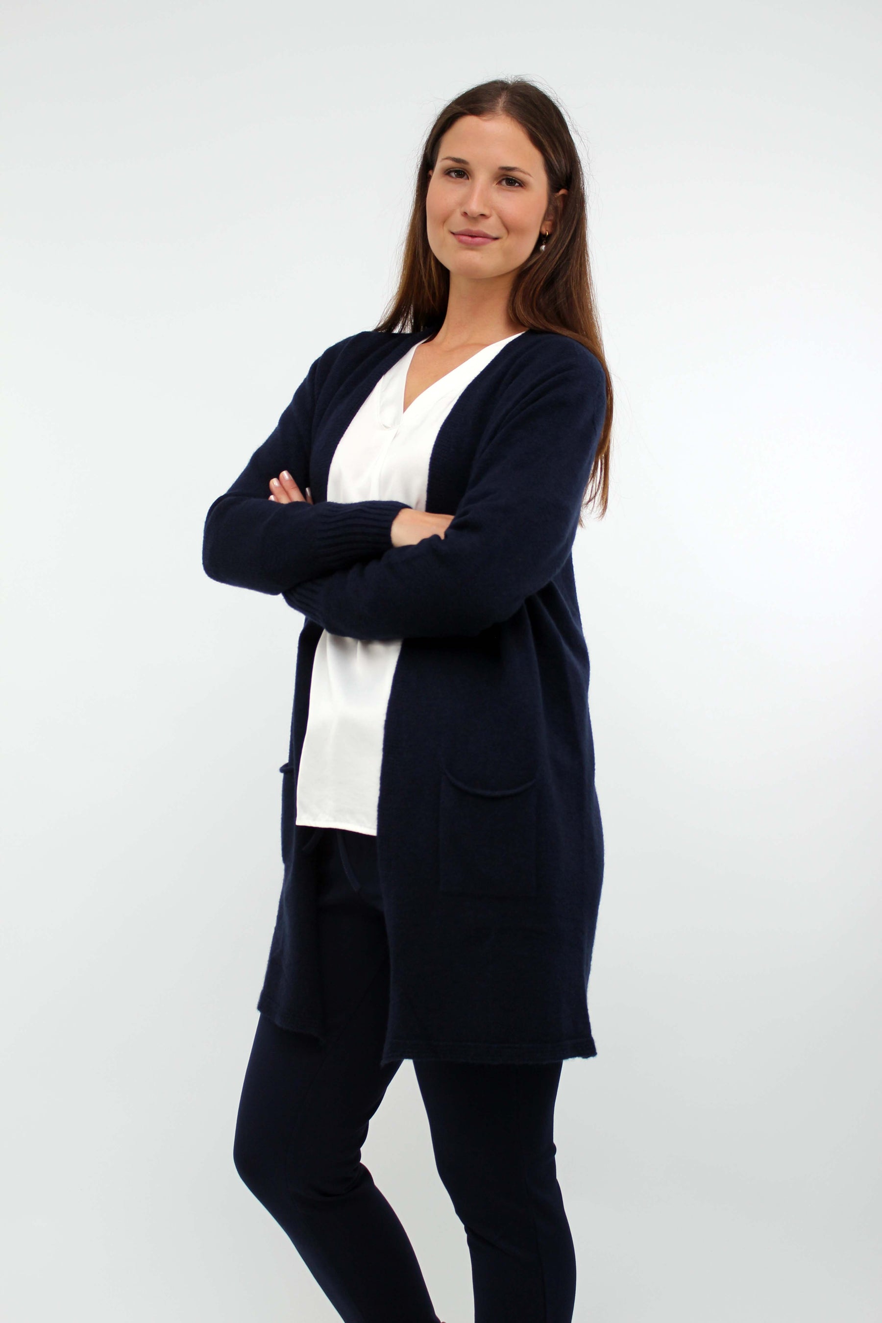 Strickjacke mit Taschen - Dunkelblau