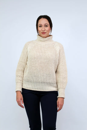 Pullover Stehkragen Grobstrick - Creme