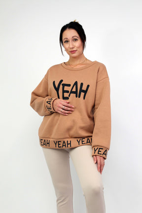 Sweatshirt "YEAH" - Camel