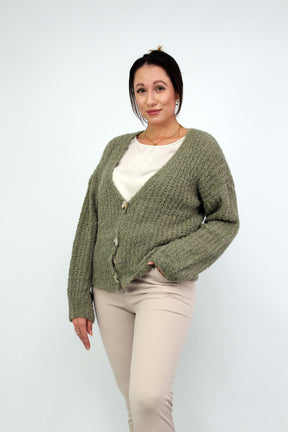 Strickjacke "bouclée" - Khaki