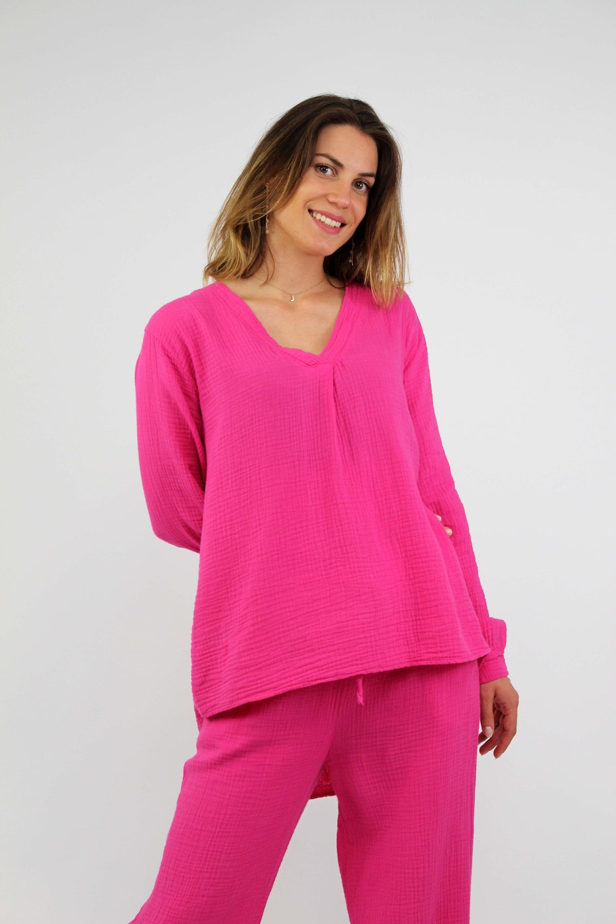 Musselin Bluse - Pink