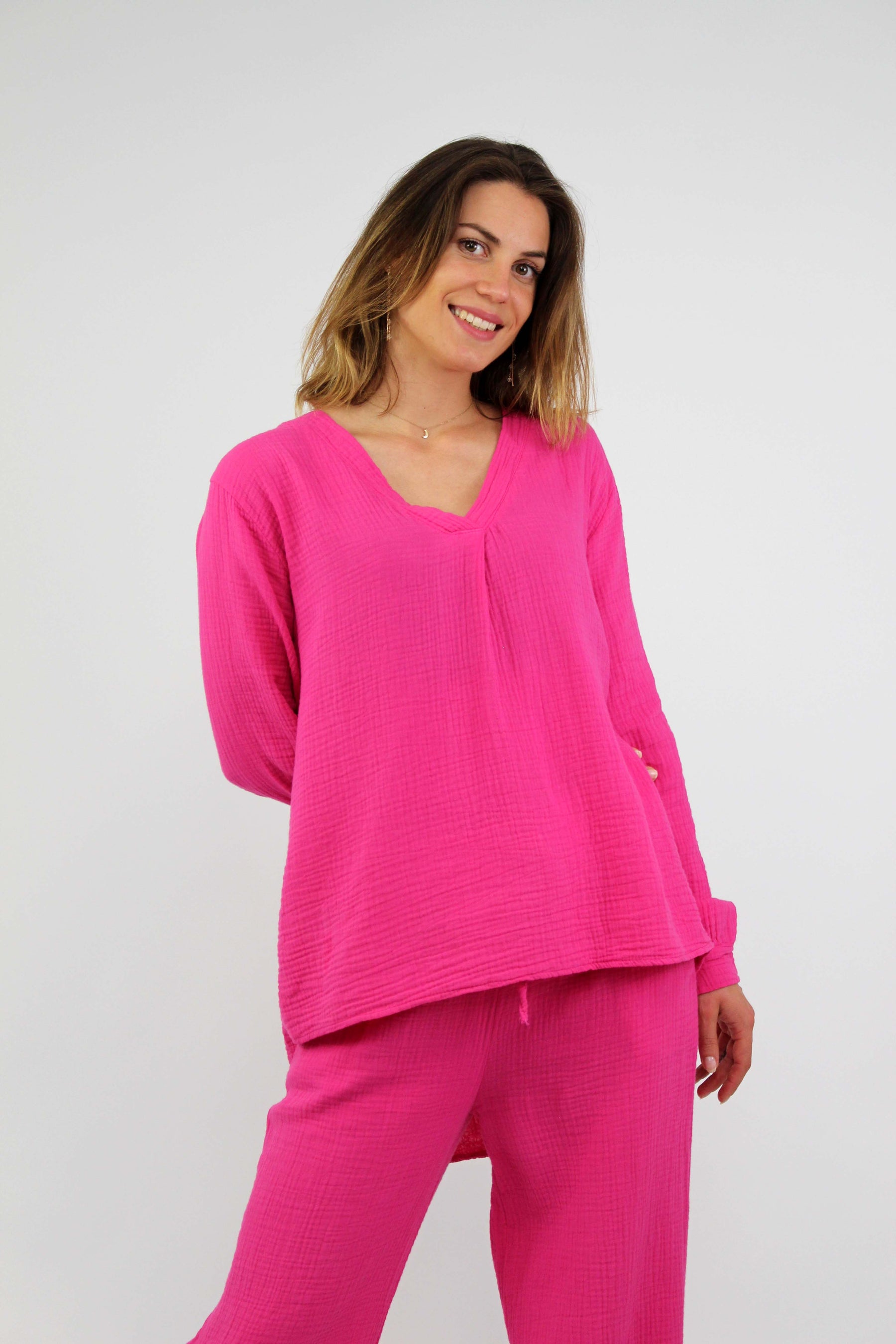 Musselin Bluse - Pink