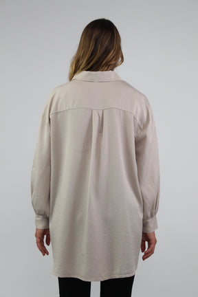 Bluse mit Knopfleiste - Beige