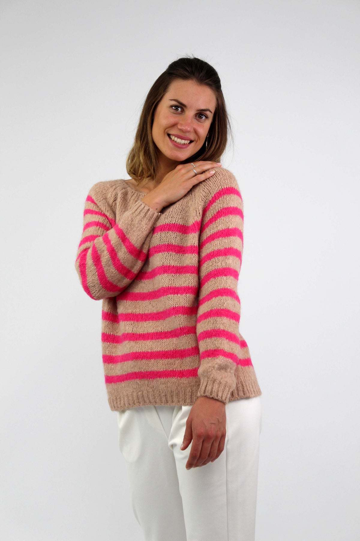 Pullover Streifenoptik - Rosa/Pink