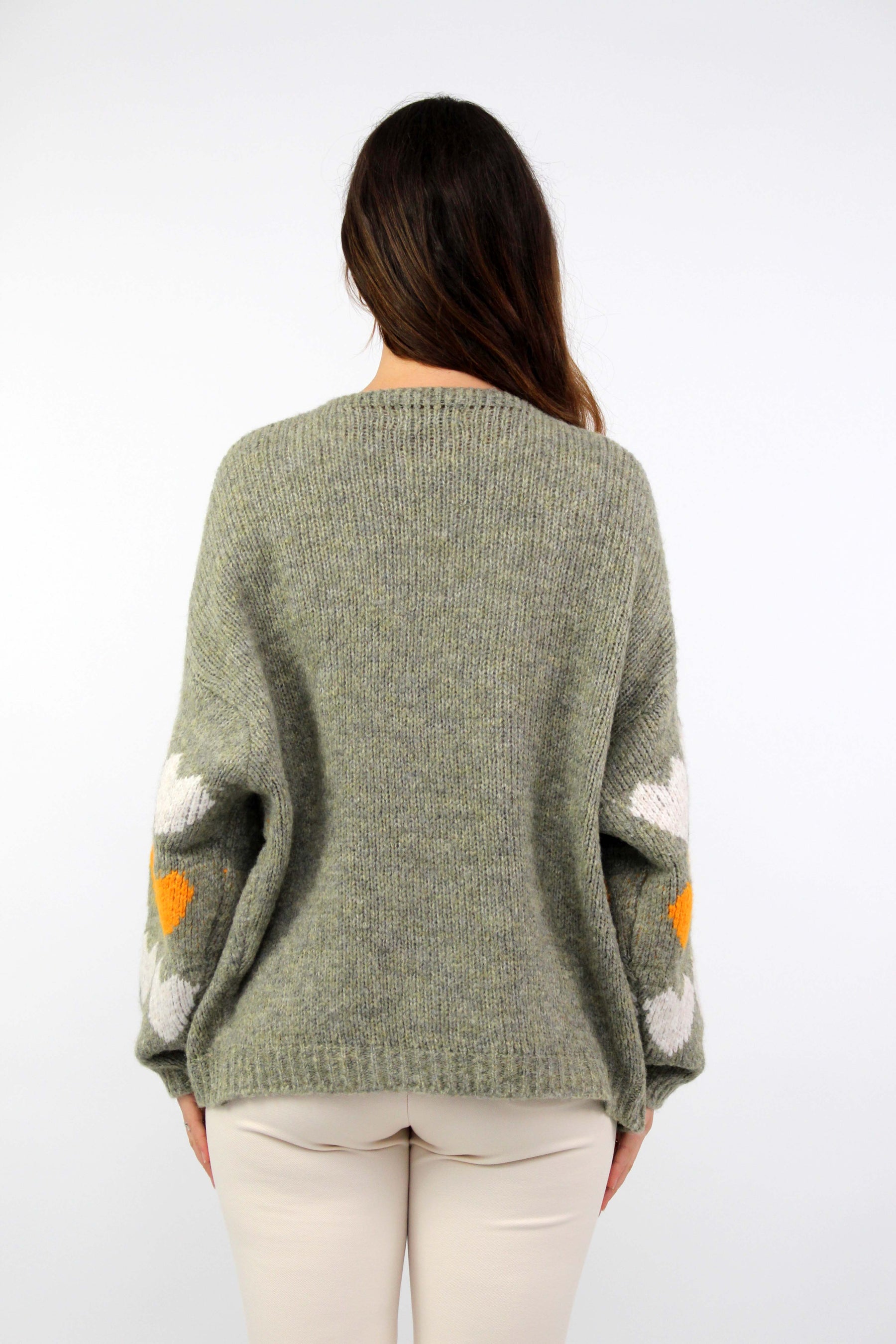 Strickjacke "Heart" - Khaki
