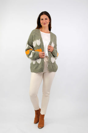 Strickjacke "Heart" - Khaki