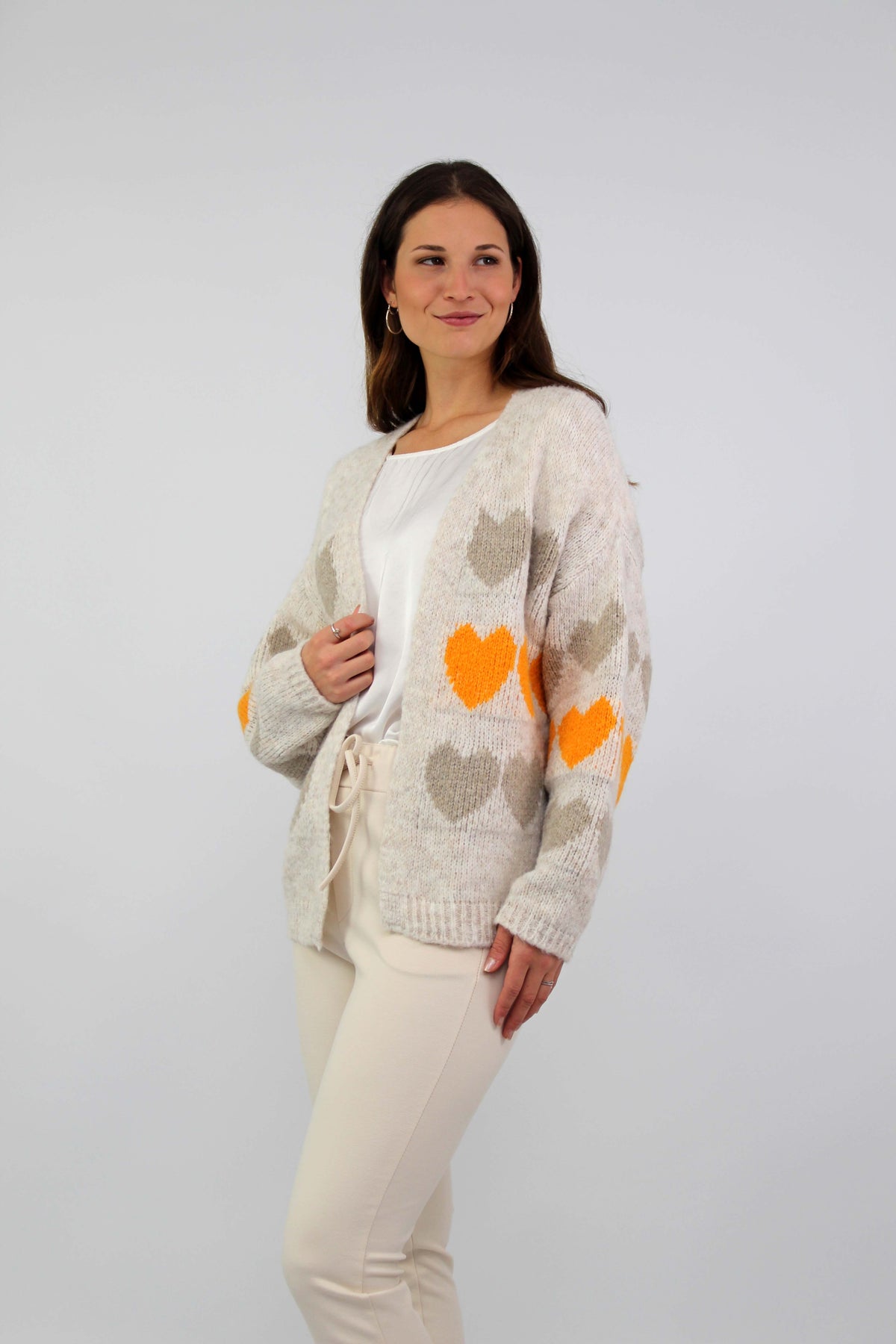 Strickjacke "Heart" - Creme