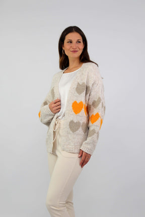 Strickjacke "Heart" - Creme