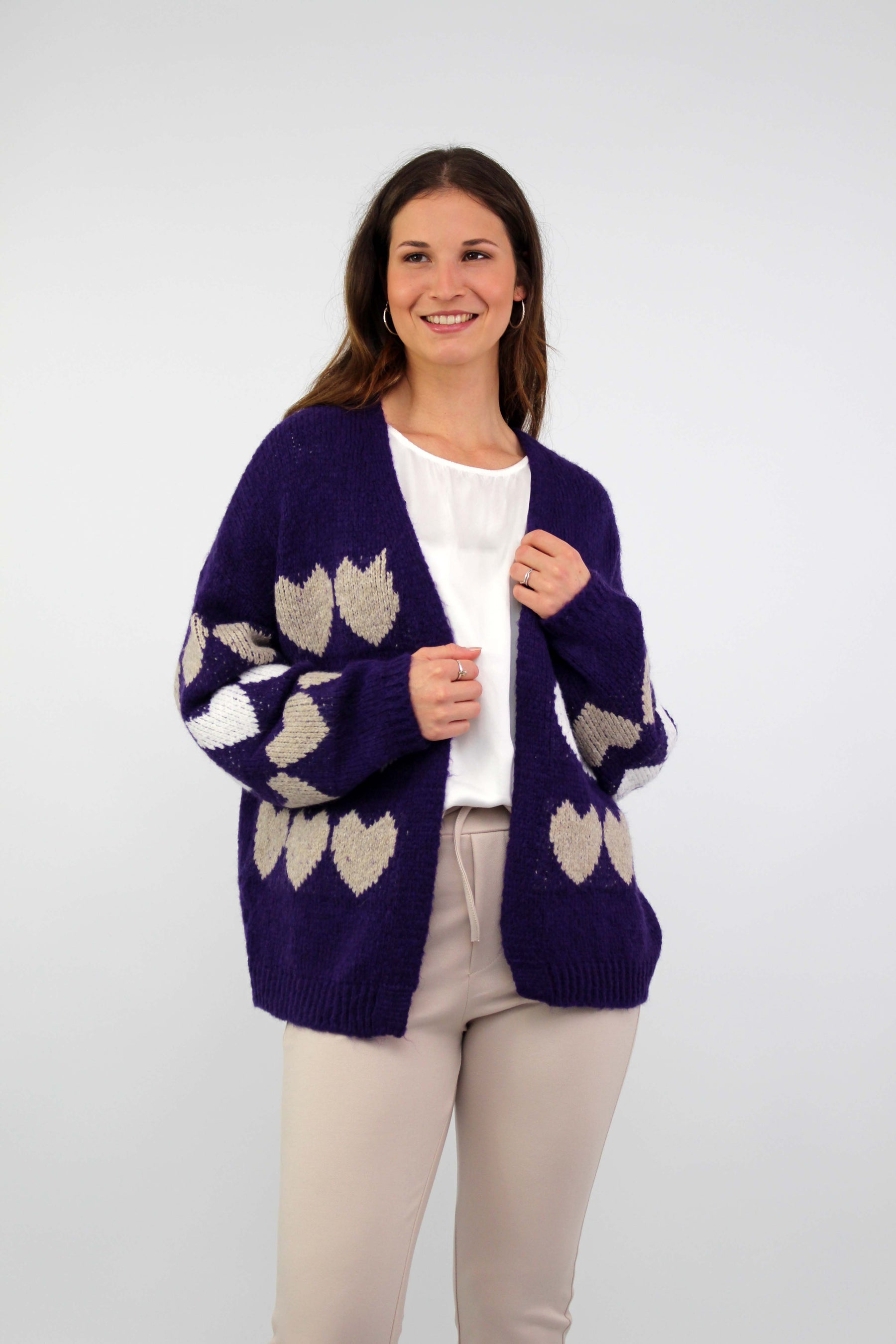 Strickjacke "Heart" - Lila