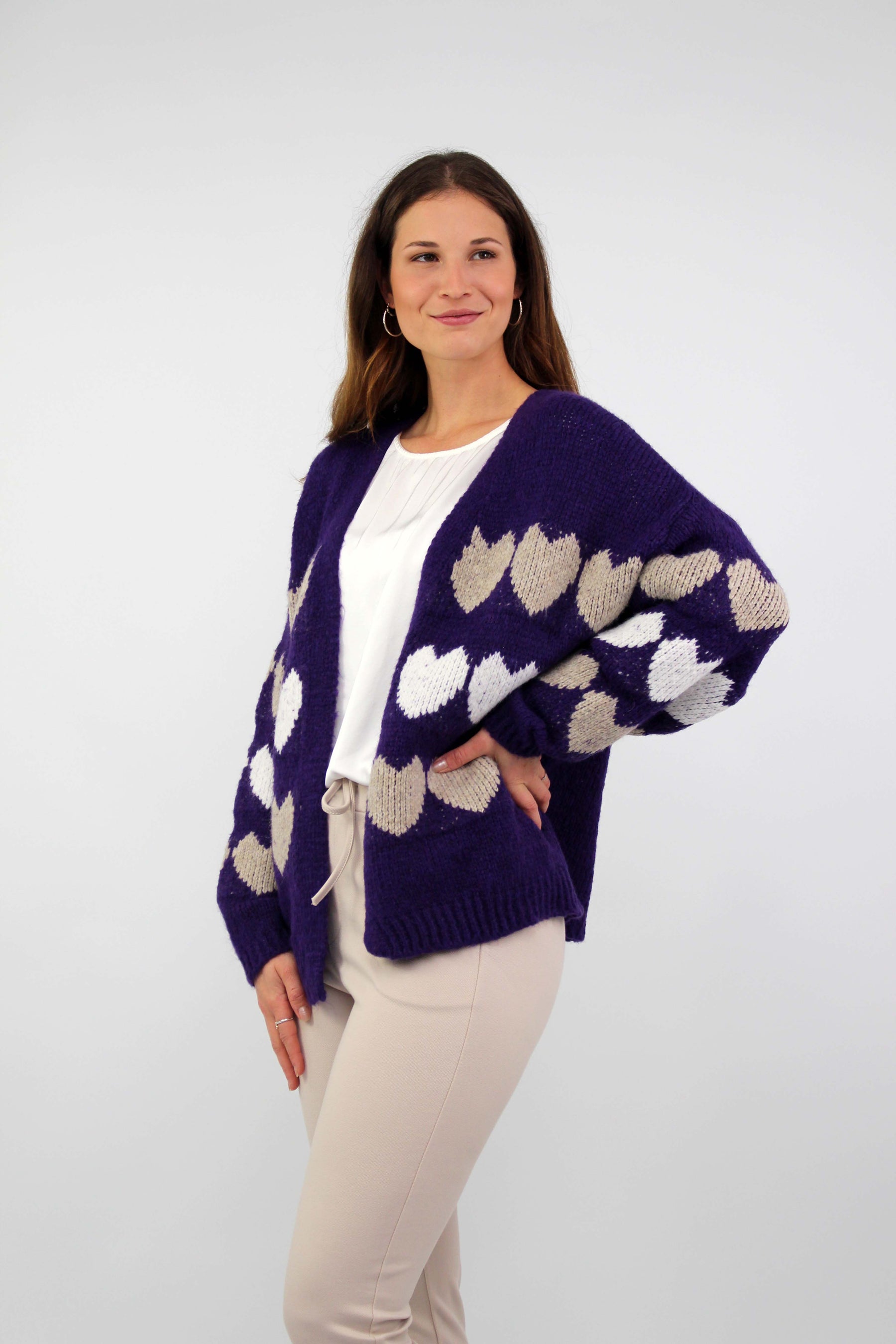 Strickjacke "Heart" - Lila