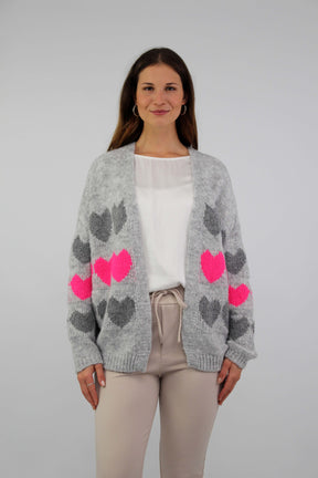 Strickjacke "Heart" - Hellgrau