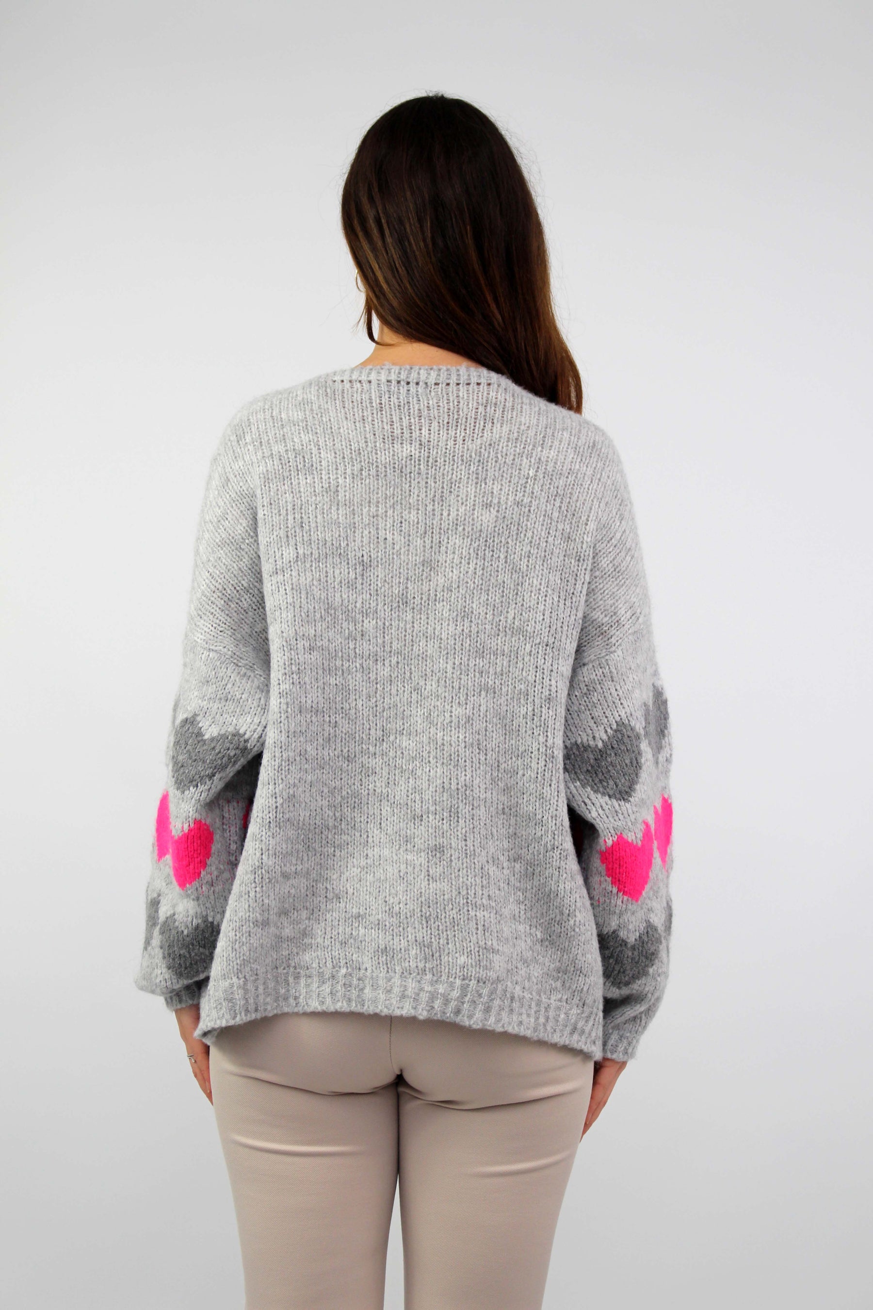Strickjacke "Heart" - Hellgrau