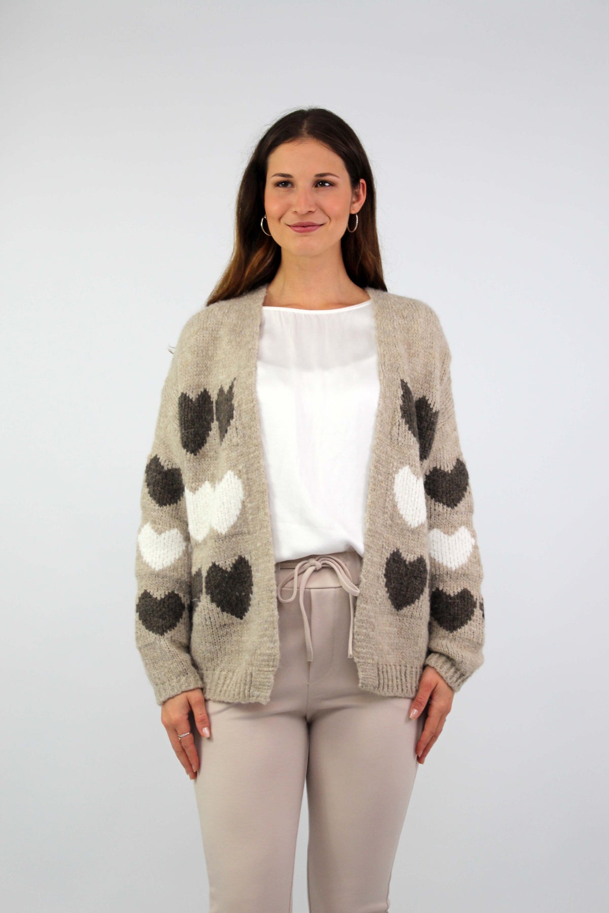 Strickjacke "Heart" - Beige