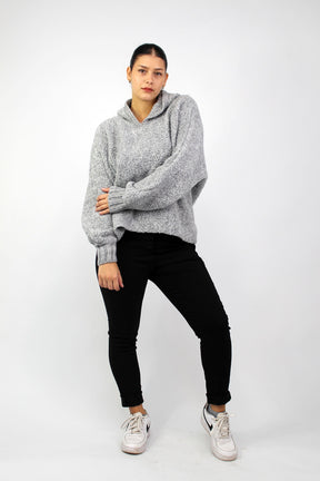Pullover "Bouclee mit Kapuze" - Grau