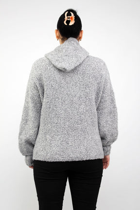 Pullover "Bouclee mit Kapuze" - Grau