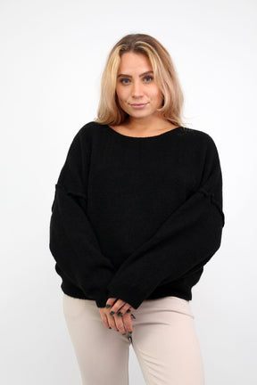 Pullover mit aufgesetzter Naht - Schwarz
