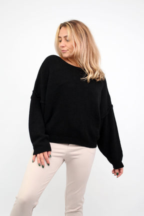 Pullover mit aufgesetzter Naht - Schwarz