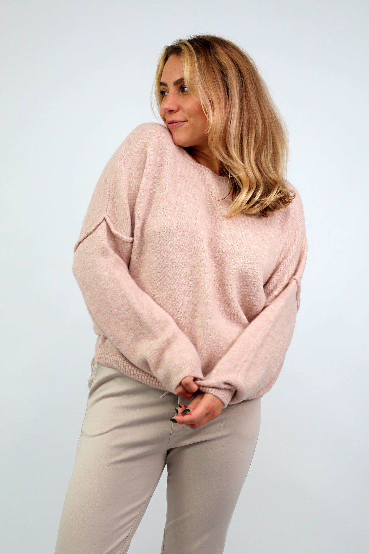 Pullover mit aufgesetzter Naht - Rosa