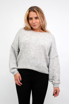 Pullover mit aufgesetzter Naht - Hellgrau