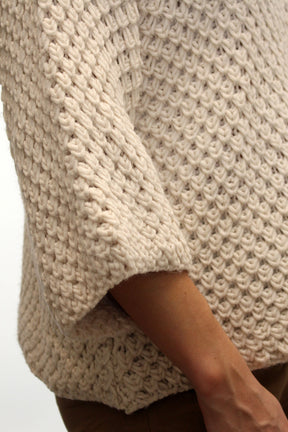 Pullover "Grobstrick mit Stehkragen" - Beige