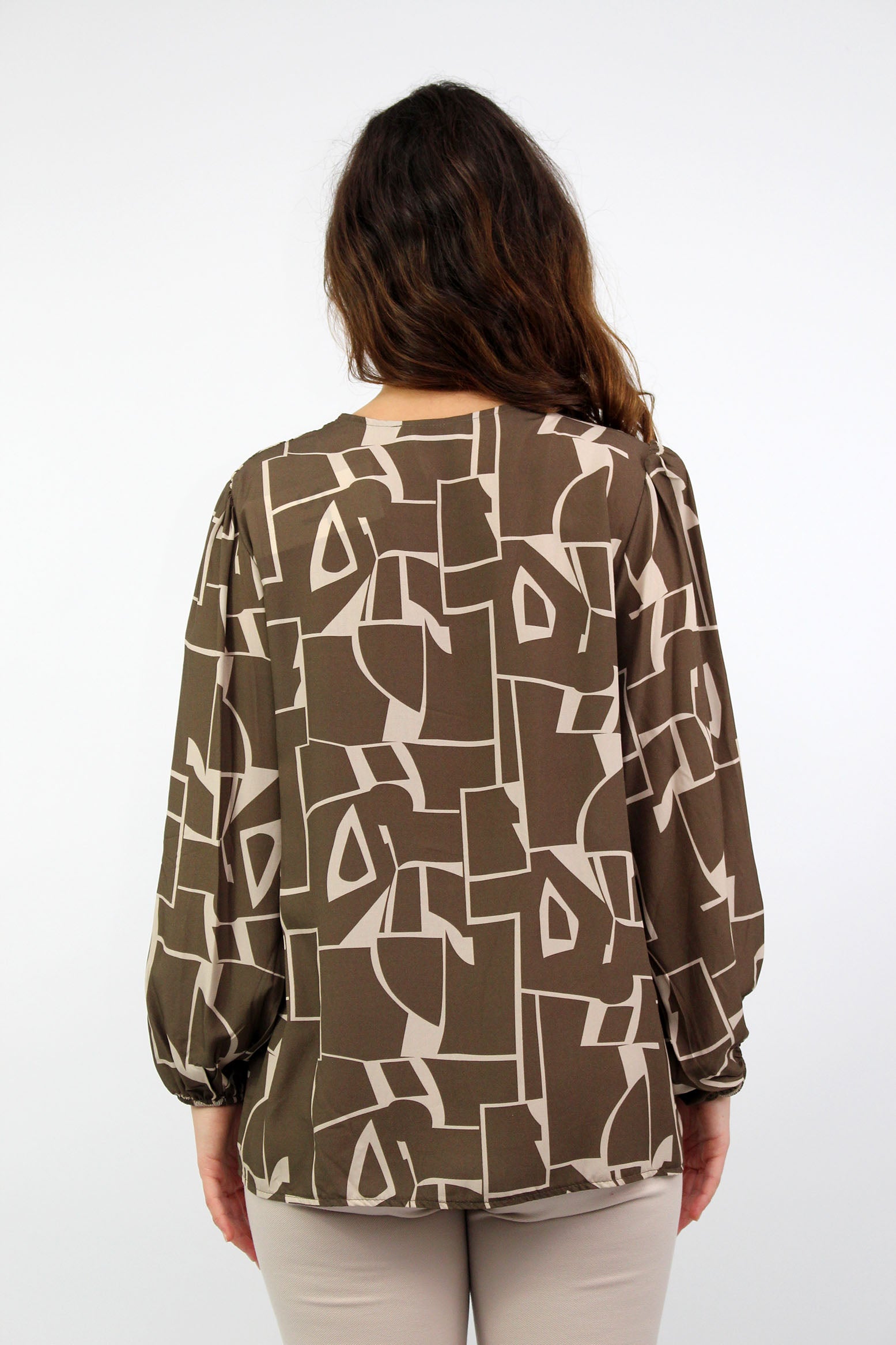 Bluse mit Grafikprint - Taupe