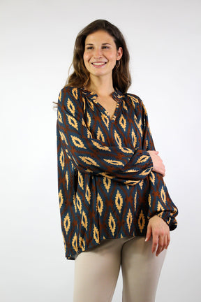 Bluse mit Rautenmuster - Dunkelblau