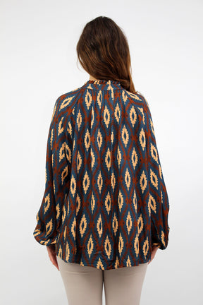Bluse mit Rautenmuster - Dunkelblau