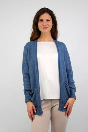 Strickjacke Basic mit Taschen - Blau