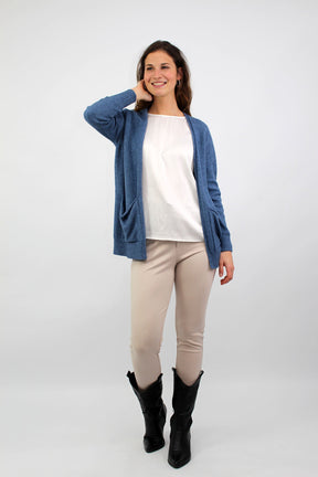 Strickjacke Basic mit Taschen - Blau