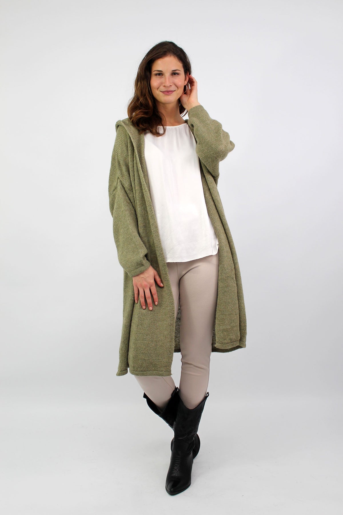 Strickjacke "Love & Peace" - Khaki