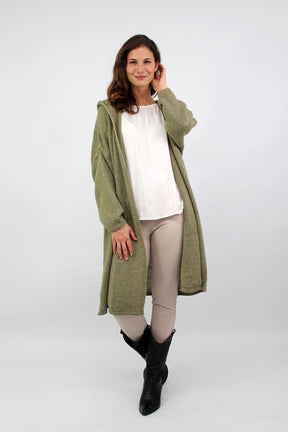Strickjacke "Love & Peace" - Khaki