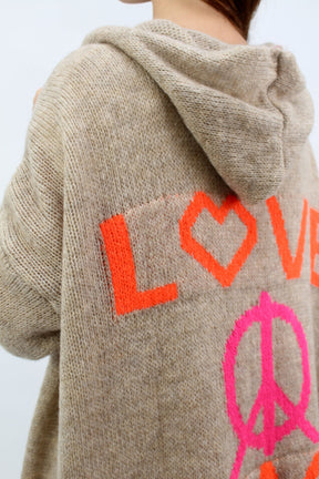 Strickjacke "Love & Peace" - Beige