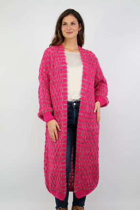 Strickjacke lang "Exklusiv" - Pink