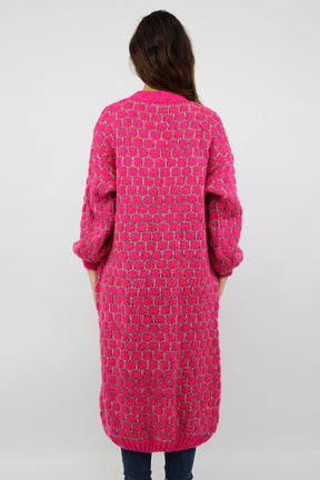 Strickjacke lang "Exklusiv" - Pink