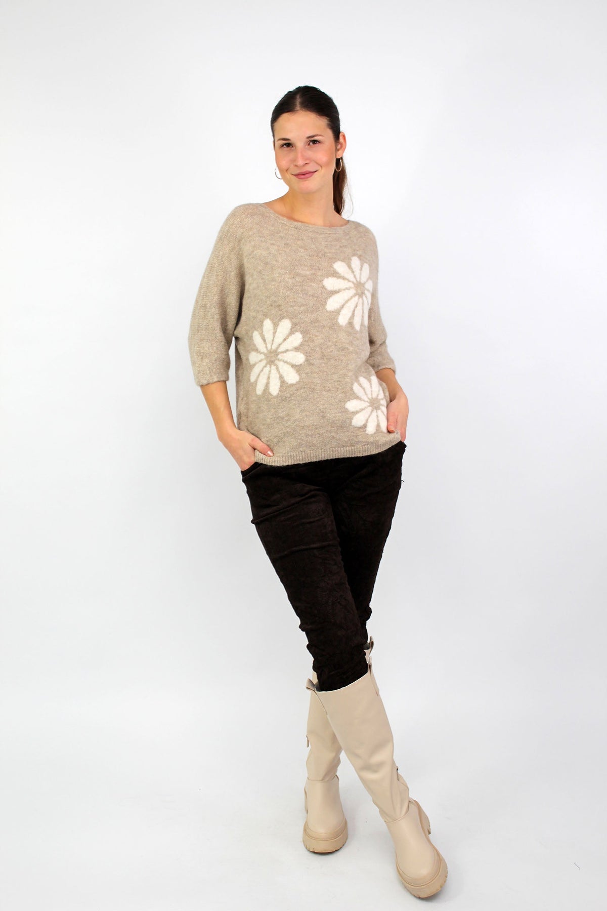 Pullover "Flower" - Taupe