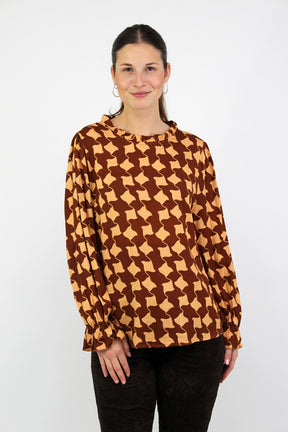 Bluse mit Grafikmuster - Braun/Beige